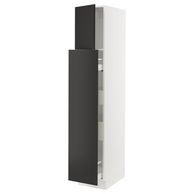 SEKTION / MAXIMERA Hc w p-o func 1dr/4drw, white/Nickebo matt anthracite, 15x24x80 "