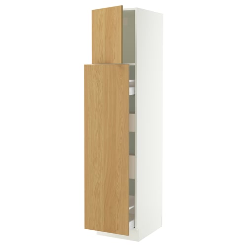 SEKTION / MAXIMERA Hc w p-o func 1dr/4drw, white/Sinarp oak veneer, 18x24x80 "