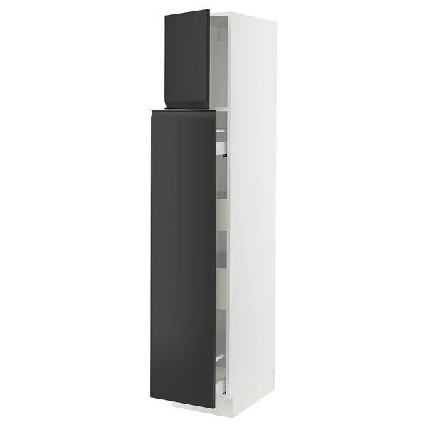 SEKTION / MAXIMERA Hc w p-o func 1dr/4drw, white/Upplöv matt anthracite, 15x24x80 "