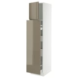 SEKTION / MAXIMERA Hc w p-o func 1dr/4drw, white/Voxtorp high-gloss dark grey-brown, 18x24x80 "