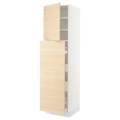 A light ash-colored wooden cabinet from the SEKTION kitchen system. It has a sleek, rectangular design with a door and adjustable shelves.