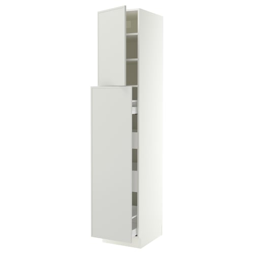 SEKTION / MAXIMERA Hc w p-o func 4drw/1dr/2shlv, white/Aspudden light gray, 18x24x90 "