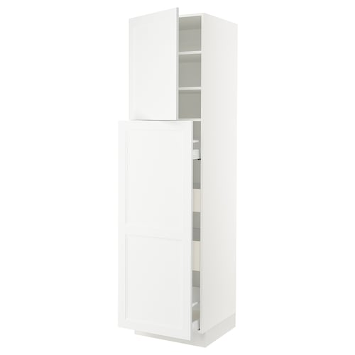 SEKTION white kitchen cabinet, tall with adjustable shelves and dampers for slow closure.