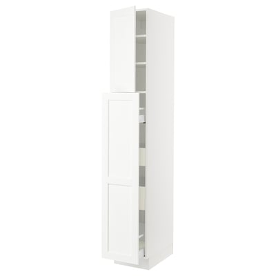 SEKTION / MAXIMERA Hc w p-o func 4drw/1dr/2shlv, white Enköping/white wood effect, 15x24x90 "