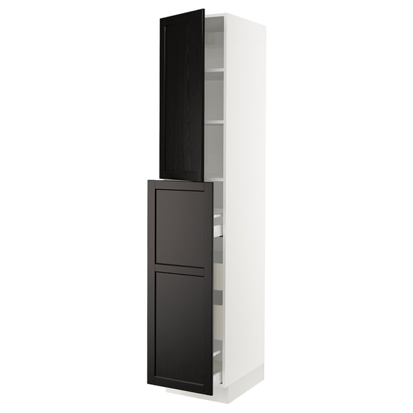 SEKTION / MAXIMERA Hc w p-o func 4drw/1dr/2shlv, white/Lerhyttan black stained, 18x24x90 "