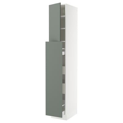 SEKTION / MAXIMERA Hc w p-o func 4drw/1dr/2shlv, white/Nickebo matt grey-green, 15x24x90 "