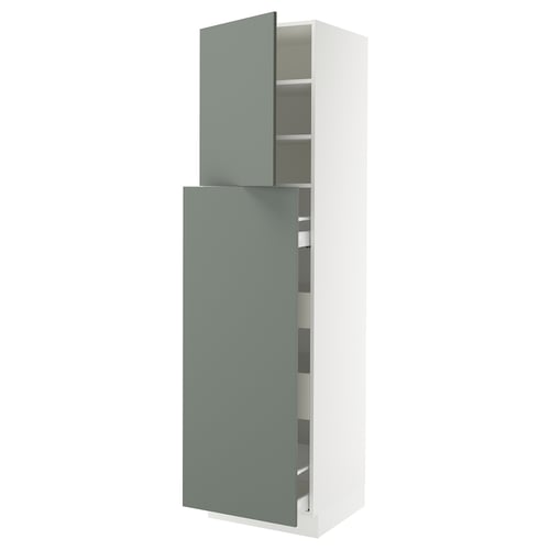SEKTION white kitchen cabinet with grey-green doors, modern minimalist design.