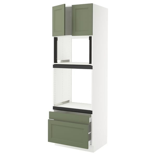 SEKTION / MAXIMERA Hi cab f oven/micro w 2 drwrs/2 drs, white/Axstad gray-green, 30x24x90 "