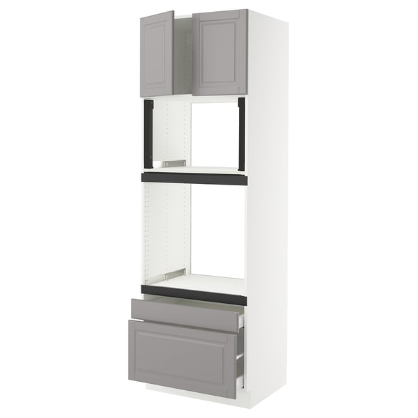 SEKTION / MAXIMERA Hi cab f oven/micro w 2 drwrs/2 drs, white/Bodbyn gray, 30x24x90 "