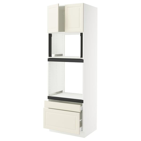 SEKTION / MAXIMERA Hi cab f oven/micro w 2 drwrs/2 drs, white/Bodbyn off-white, 30x24x90 "