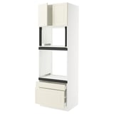 SEKTION / MAXIMERA Hi cab f oven/micro w 2 drwrs/2 drs, white/Bodbyn off-white, 30x24x90 "