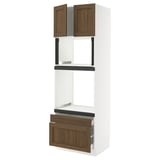 SEKTION / MAXIMERA Hi cab f oven/micro w 2 drwrs/2 drs, white Enköping/brown walnut effect, 30x24x90 "