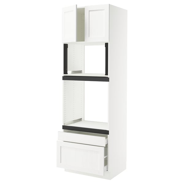 SEKTION / MAXIMERA Hi cab f oven/micro w 2 drwrs/2 drs, white Enköping/white wood effect, 30x24x90 "
