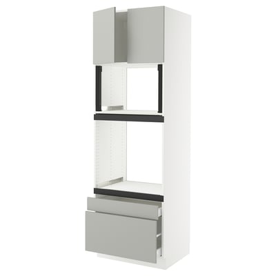SEKTION / MAXIMERA Hi cab f oven/micro w 2 drwrs/2 drs, white/Havstorp light gray, 30x24x90 "
