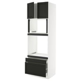 SEKTION / MAXIMERA Hi cab f oven/micro w 2 drwrs/2 drs, white/Lerhyttan black stained, 30x24x90 "