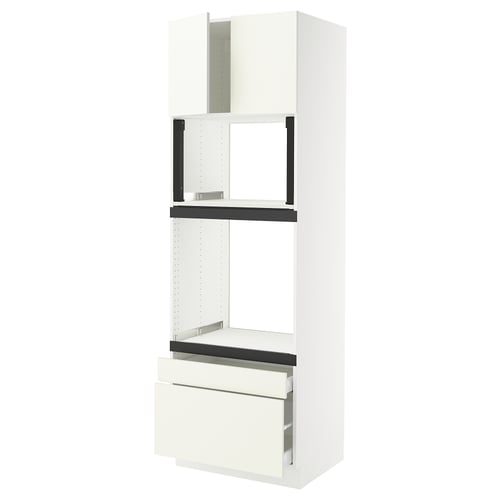 SEKTION / MAXIMERA Hi cab f oven/micro w 2 drwrs/2 drs, white/Vallstena white, 30x24x90 "