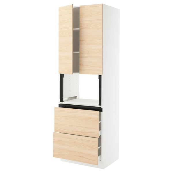 SEKTION / MAXIMERA Hi cb f micro w 2 drawers/2 doors, white/Askersund light ash effect, 30x24x90 "