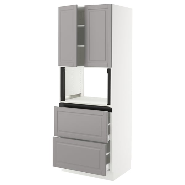 SEKTION / MAXIMERA Hi cb f micro w 2 drawers/2 doors, white/Bodbyn gray, 30x24x80 "