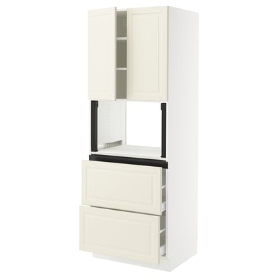 SEKTION / MAXIMERA Hi cb f micro w 2 drawers/2 doors, white/Bodbyn off-white, 30x24x80 "