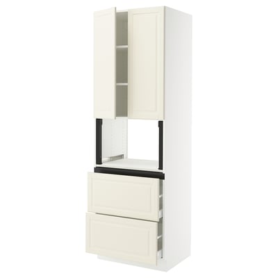 SEKTION / MAXIMERA Hi cb f micro w 2 drawers/2 doors, white/Bodbyn off-white, 30x24x90 "