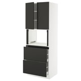 SEKTION / MAXIMERA Hi cb f micro w 2 drawers/2 doors, white/Nickebo matt anthracite, 30x24x80 "