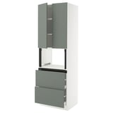 SEKTION / MAXIMERA Hi cb f micro w 2 drawers/2 doors, white/Nickebo matt grey-green, 30x24x90 "