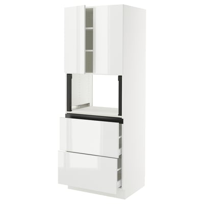 SEKTION / MAXIMERA Hi cb f micro w 2 drawers/2 doors, white/Ringhult white, 30x24x80 "