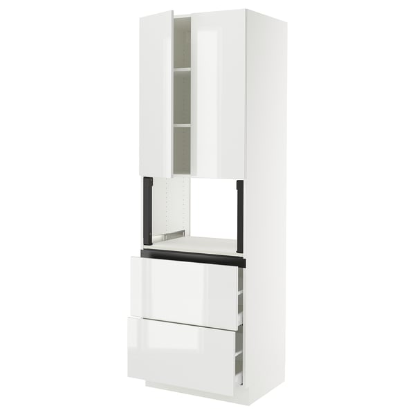 SEKTION / MAXIMERA Hi cb f micro w 2 drawers/2 doors, white/Ringhult white, 30x24x90 "