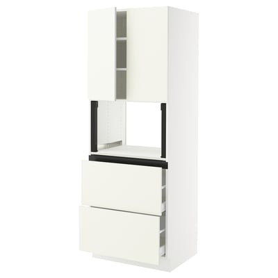 White SEKTION kitchen unit with drawers and cabinets.