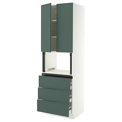 SEKTION / MAXIMERA Hi cb f micro w 3 drawers/2 doors, white/Aspudden dark gray-green, 30x24x90 "