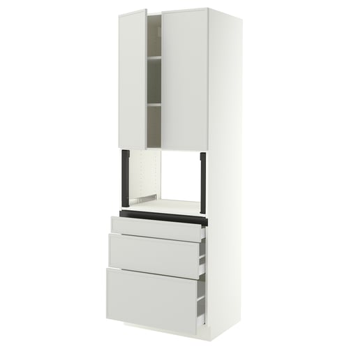 SEKTION / MAXIMERA Hi cb f micro w 3 drawers/2 doors, white/Aspudden light gray, 30x24x90 "
