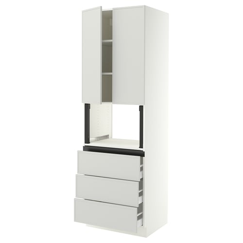 SEKTION / MAXIMERA Hi cb f micro w 3 drawers/2 doors, white/Aspudden light gray, 30x24x90 "