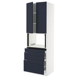 SEKTION / MAXIMERA Hi cb f micro w 3 drawers/2 doors, white Axstad/matte blue, 30x24x90 "