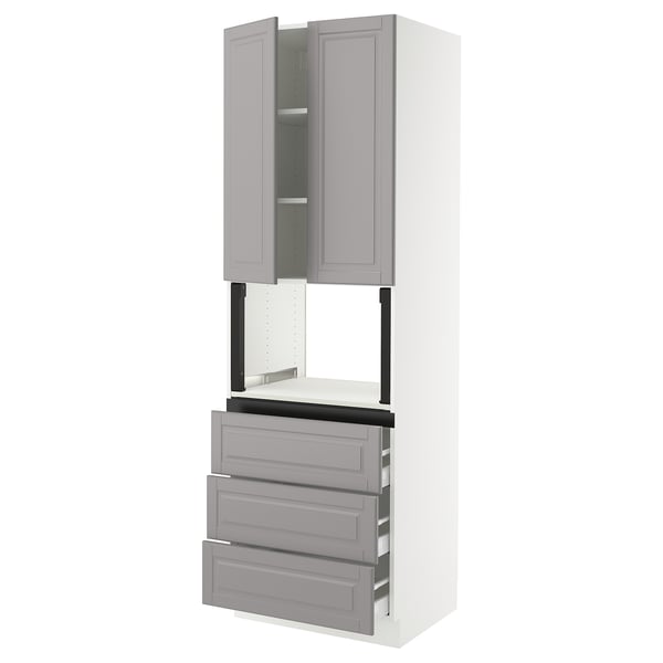 SEKTION / MAXIMERA Hi cb f micro w 3 drawers/2 doors, white/Bodbyn gray, 30x24x90 "