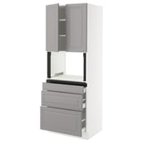 SEKTION / MAXIMERA Hi cb f micro w 3 drawers/2 doors, white/Bodbyn gray, 30x24x80 "