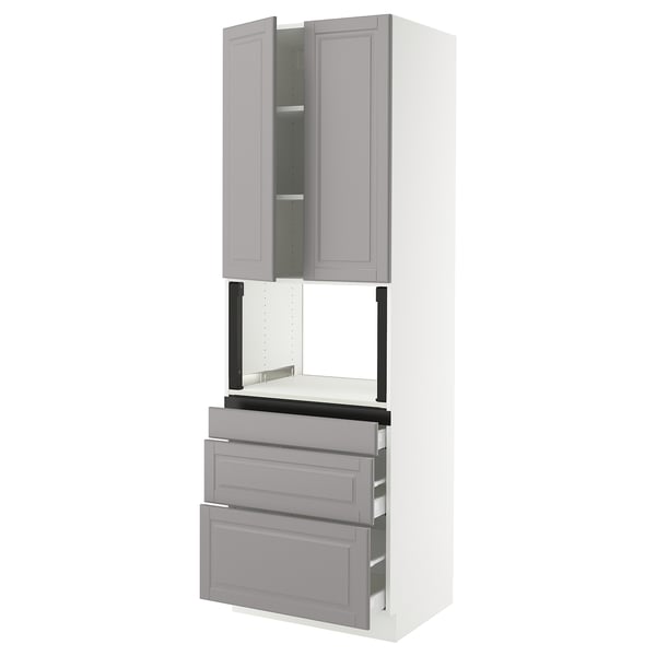 SEKTION / MAXIMERA Hi cb f micro w 3 drawers/2 doors, white/Bodbyn gray, 30x24x90 "