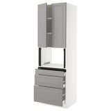 SEKTION / MAXIMERA Hi cb f micro w 3 drawers/2 doors, white/Bodbyn gray, 30x24x90 "