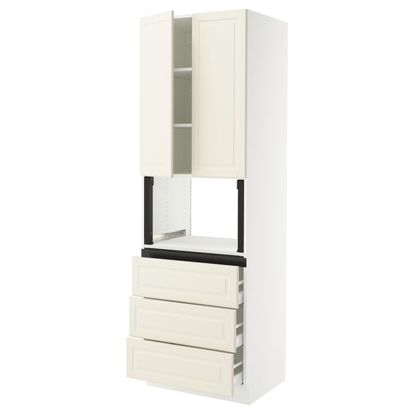 SEKTION / MAXIMERA Hi cb f micro w 3 drawers/2 doors, white/Bodbyn off-white, 30x24x90 "