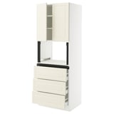 SEKTION / MAXIMERA Hi cb f micro w 3 drawers/2 doors, white/Bodbyn off-white, 30x24x80 "
