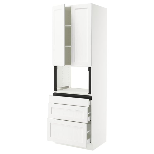 SEKTION / MAXIMERA Hi cb f micro w 3 drawers/2 doors, white Enköping/white wood effect, 30x24x90 "