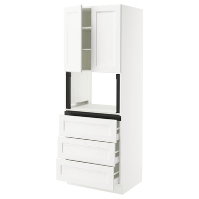 SEKTION / MAXIMERA Hi cb f micro w 3 drawers/2 doors, white Enköping/white wood effect, 30x24x80 "
