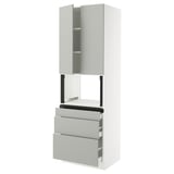 SEKTION / MAXIMERA Hi cb f micro w 3 drawers/2 doors, white/Havstorp light gray, 30x24x90 "