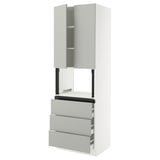 SEKTION / MAXIMERA Hi cb f micro w 3 drawers/2 doors, white/Havstorp light gray, 30x24x90 "