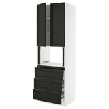 SEKTION / MAXIMERA Hi cb f micro w 3 drawers/2 doors, white/Lerhyttan black stained, 30x24x90 "