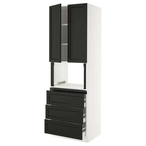 Black & white cabinet with 2 doors, 3 drawers, modern & traditional design.