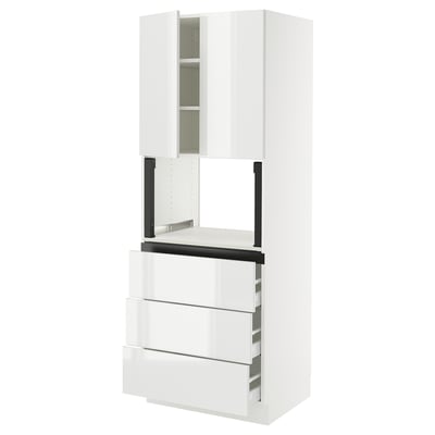 SEKTION / MAXIMERA Hi cb f micro w 3 drawers/2 doors, white/Ringhult white, 30x24x80 "