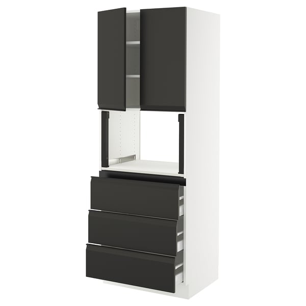 SEKTION / MAXIMERA Hi cb f micro w 3 drawers/2 doors, white/Upplöv matt anthracite, 30x24x80 "