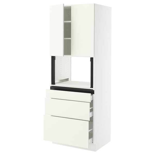SEKTION / MAXIMERA Hi cb f micro w 3 drawers/2 doors, white/Vallstena white, 30x24x80 "