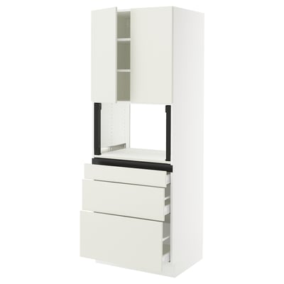 SEKTION / MAXIMERA Hi cb f micro w 3 drawers/2 doors, white/Veddinge white, 30x24x80 "