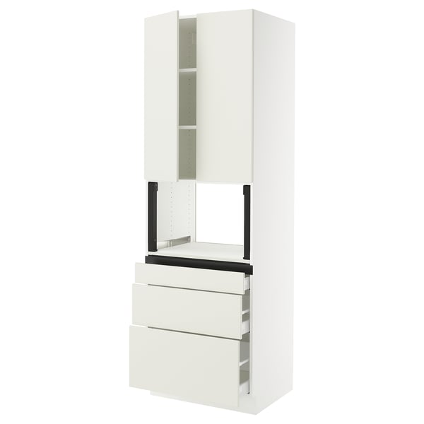 SEKTION / MAXIMERA Hi cb f micro w 3 drawers/2 doors, white/Veddinge white, 30x24x90 "
